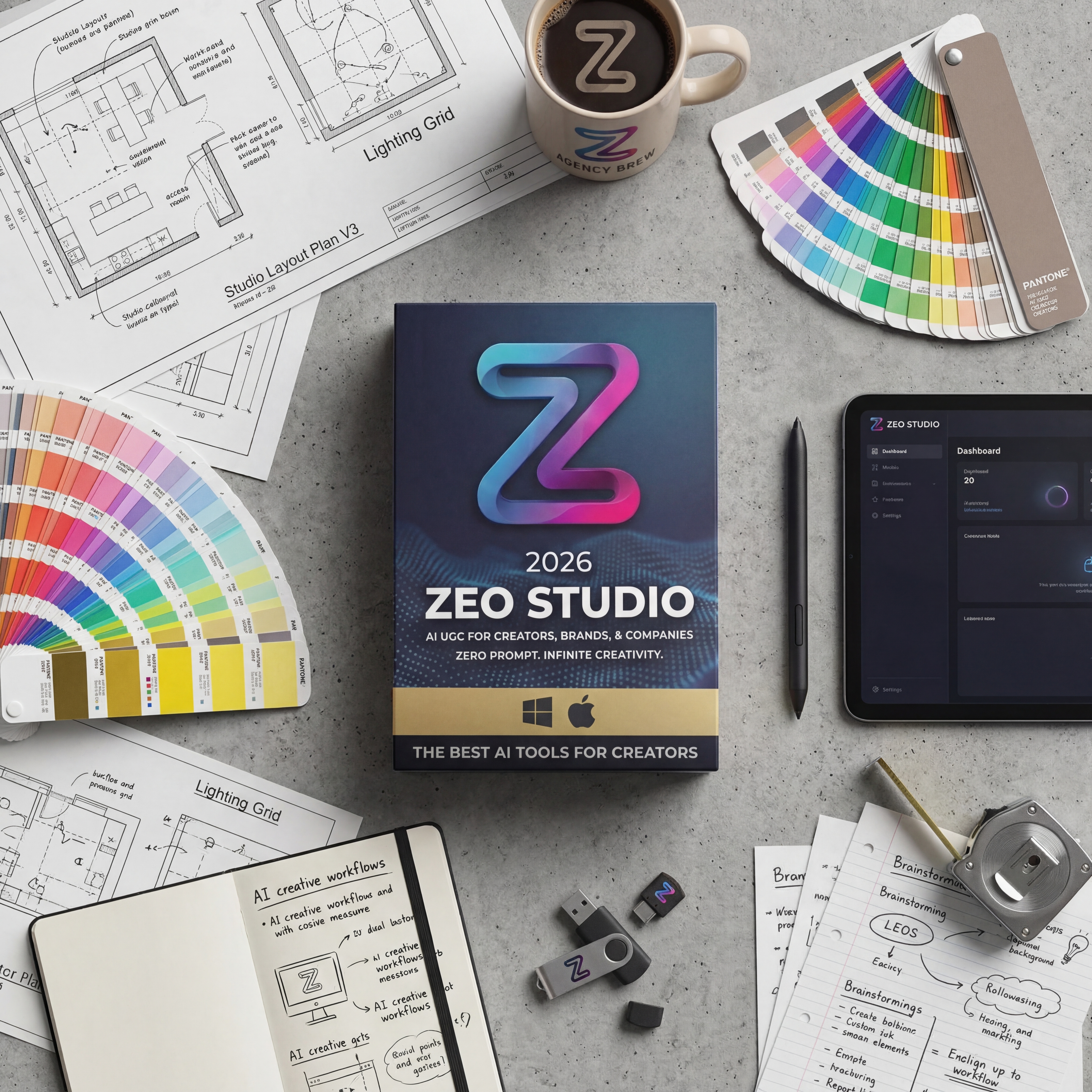 AI Generated - Flat lay top-down composition